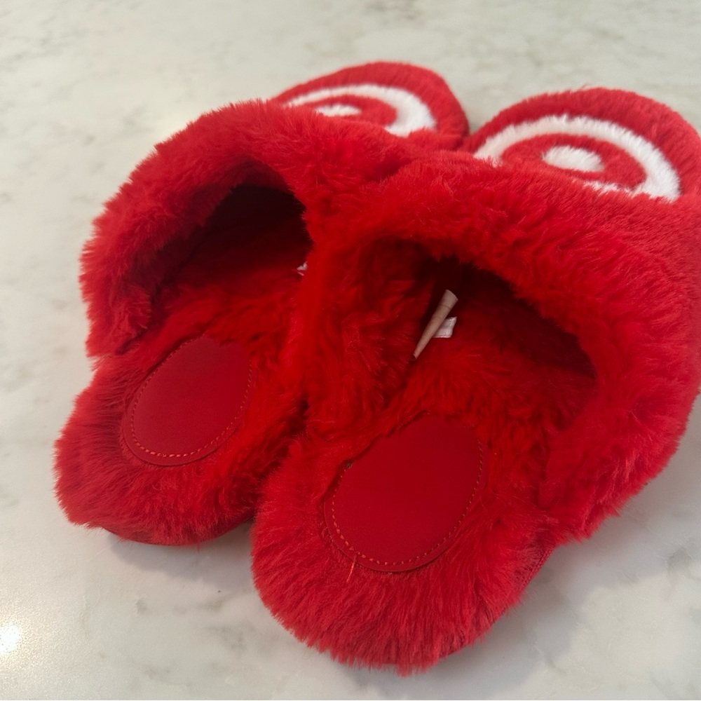 Target Red Plush Slippers with White Logo - Picture 8 of 8